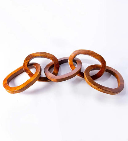 VivaTerra Hand-Carved Teak Wood Chain Sculpture