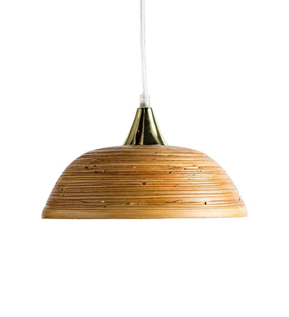 VivaTerra Gold-Lined Round Bamboo Hanging Pendant Lamp, Small