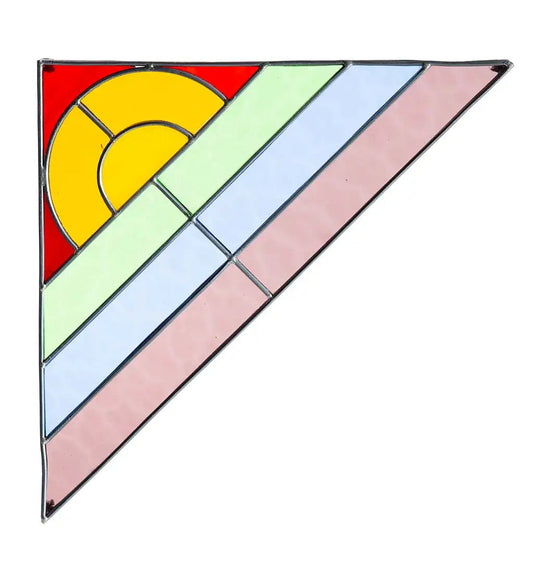 VivaTerra Rainbow Stained Glass Corner Art Bracket - Green