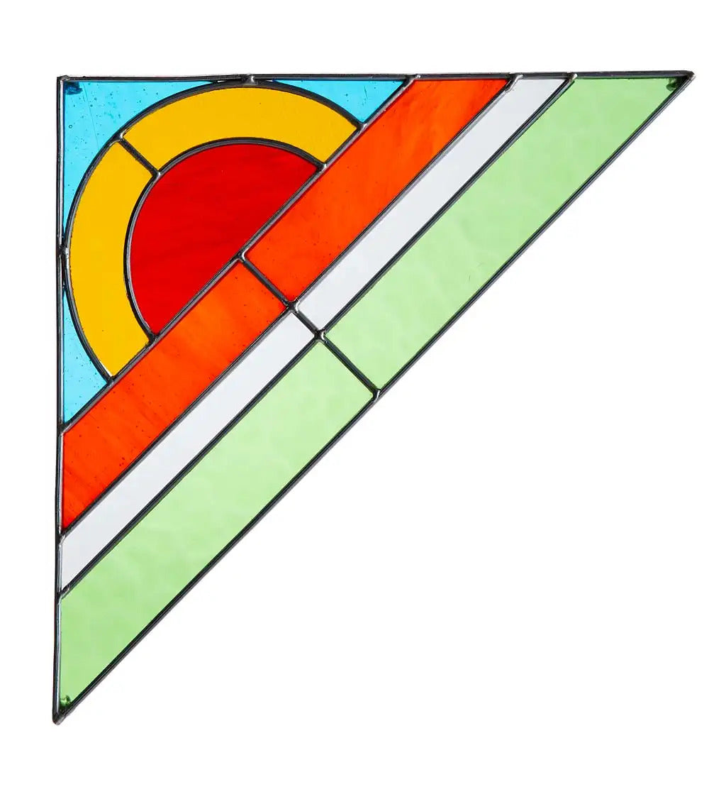 VivaTerra Rainbow Stained Glass Corner Art Bracket - Green