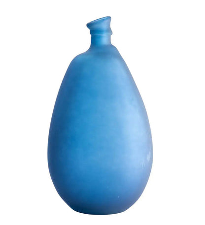 VivaTerra  Recycled 19" Tall Frosted Glass Balloon Vase - Navy