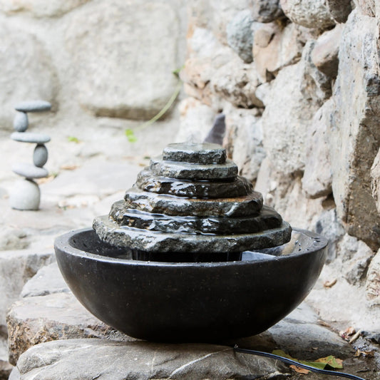 VivaTerra Natural Slate Stone Tower Stacked Water Fountain