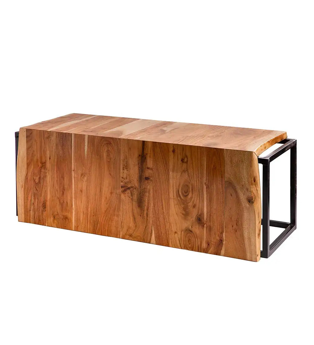 VivaTerra Live-edge Acacia Wood Waterfall Bench