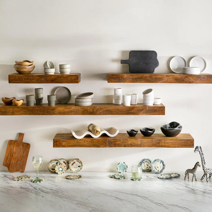 VivaTerra Live-Edge Mango Wood Floating Shelf Collection