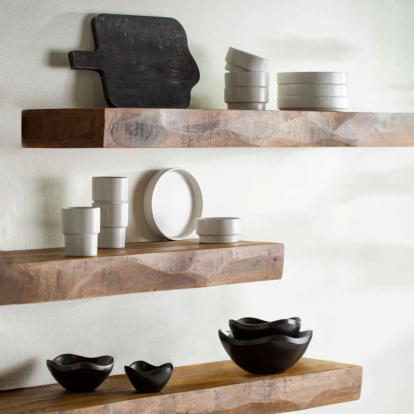 VivaTerra Live-Edge Mango Wood Floating Shelf Collection