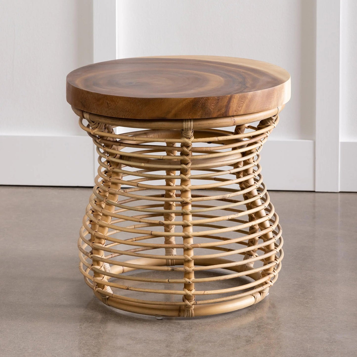 VivaTerra Rattan and Wood Side Table Rattan and Wood Side Table