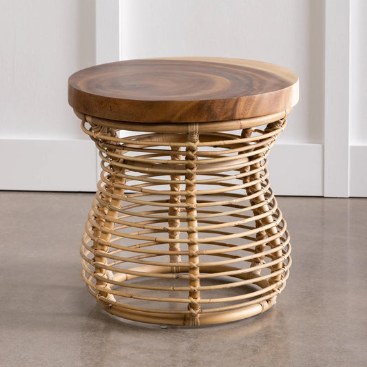 VivaTerra Rattan and Wood Side Table Rattan and Wood Side Table