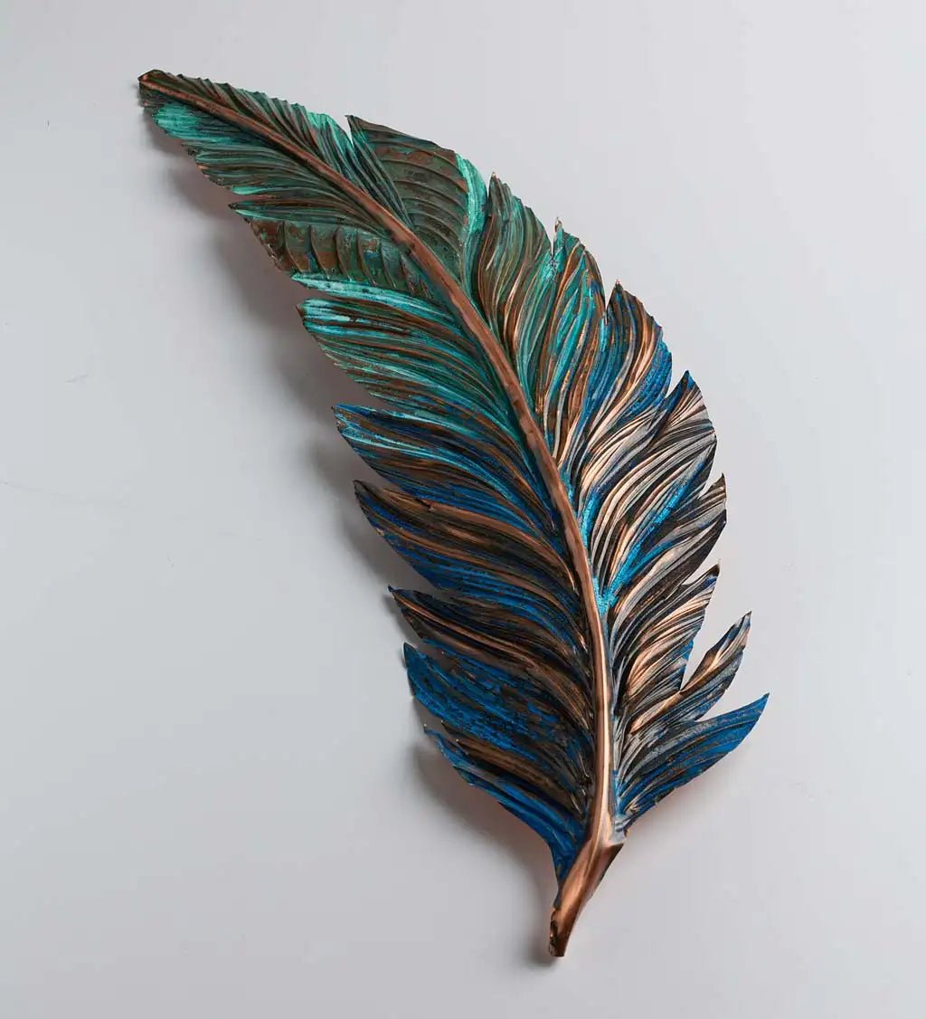 VivaTerra Artisan-Made Floating Feather Metal Wall Art Collection