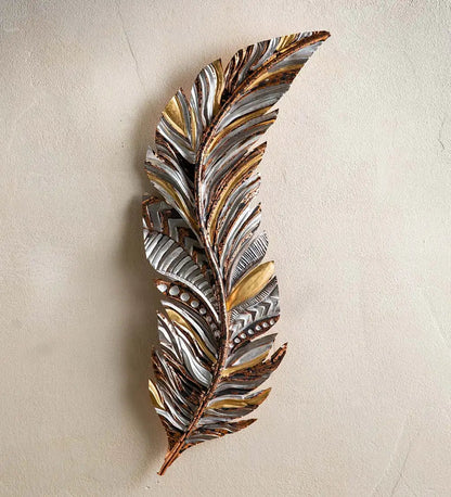 VivaTerra Artisan-Made Floating Feather Metal Wall Art Collection