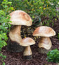 VivaTerra Indoor/ Outdoor Pinewood Mushroom Sculptures, Set of 3