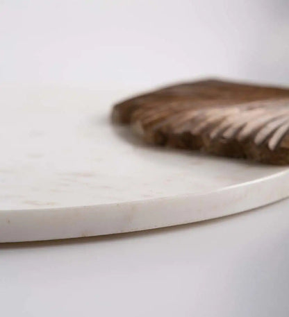 VivaTerra Ginkgo Leaf Marble and Wood Serving Tray