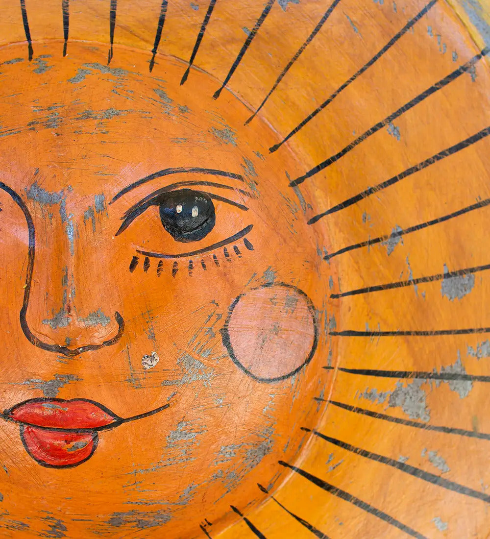 VivaTerra Hand-Hammered Recycled Metal Sun Face Wall Art