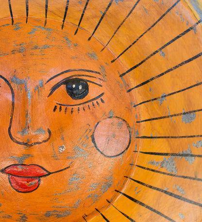 VivaTerra Hand-Hammered Recycled Metal Sun Face Wall Art