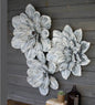 VivaTerra Whitewashed Metal Wall Flowers, Set of 3