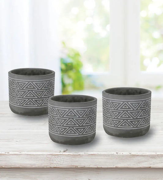 VivaTerra Gray Totem Cachepots, Set of 3