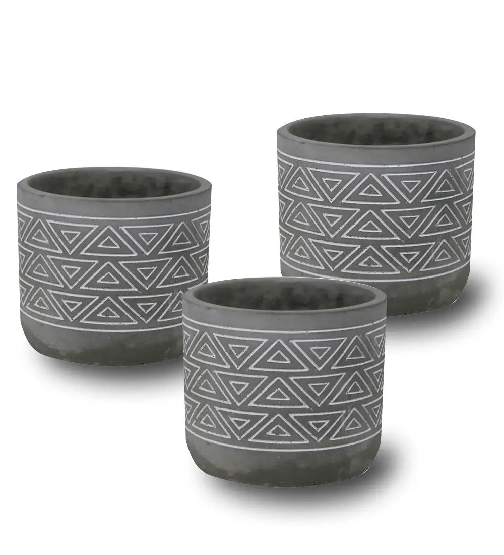 VivaTerra Gray Totem Cachepots, Set of 3