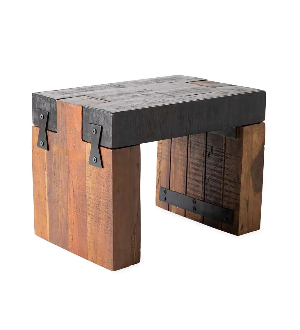 VivaTerra Indoor / Outdoor Reclaimed Two-Tone Block Stool