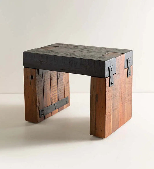 VivaTerra Indoor / Outdoor Reclaimed Two-Tone Block Stool