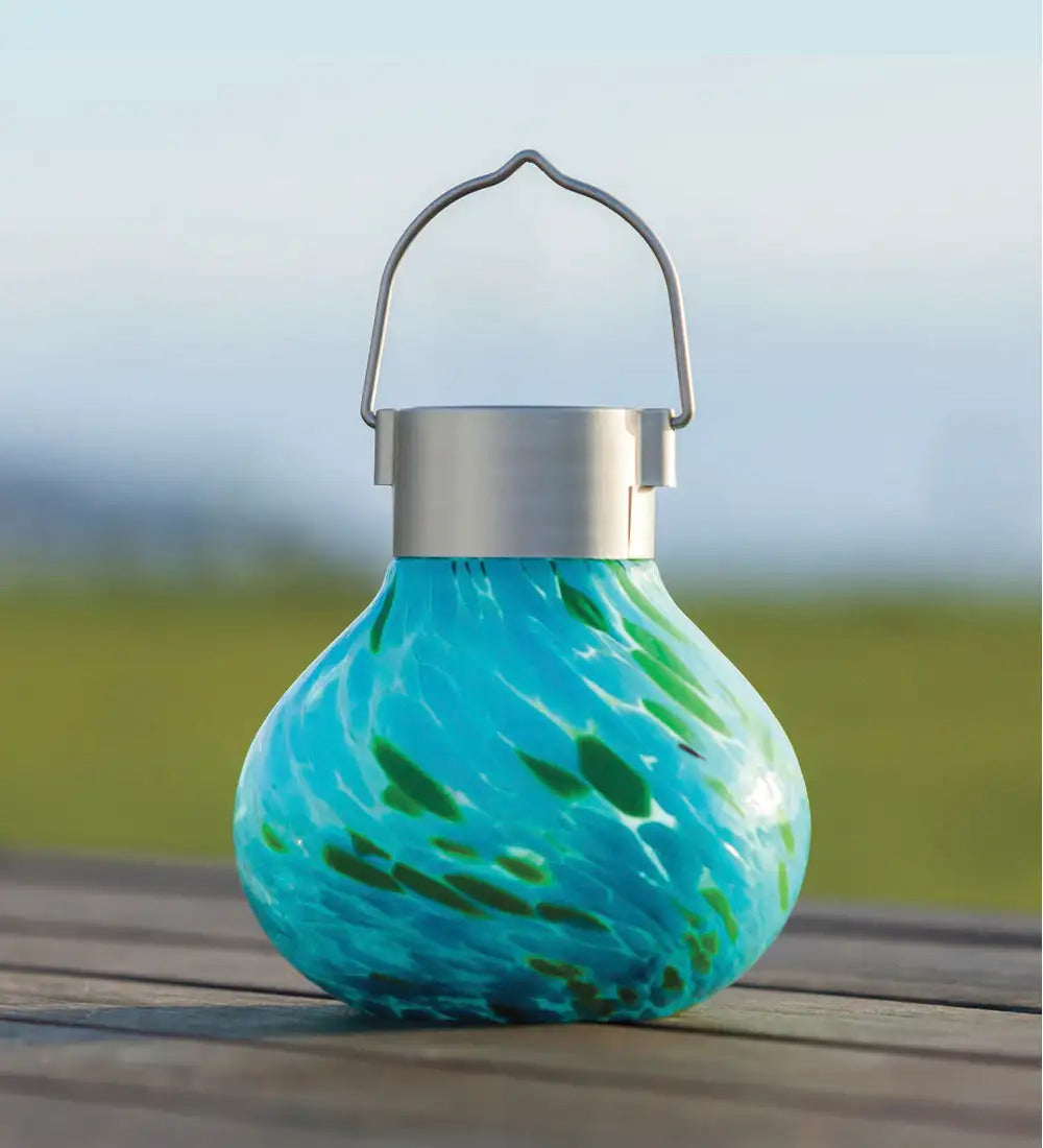 VivaTerra Hand-blown Glass Solar Tea Lantern