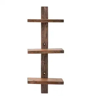 VivaTerra Teak Floating Vertical Wall Shelf Collection