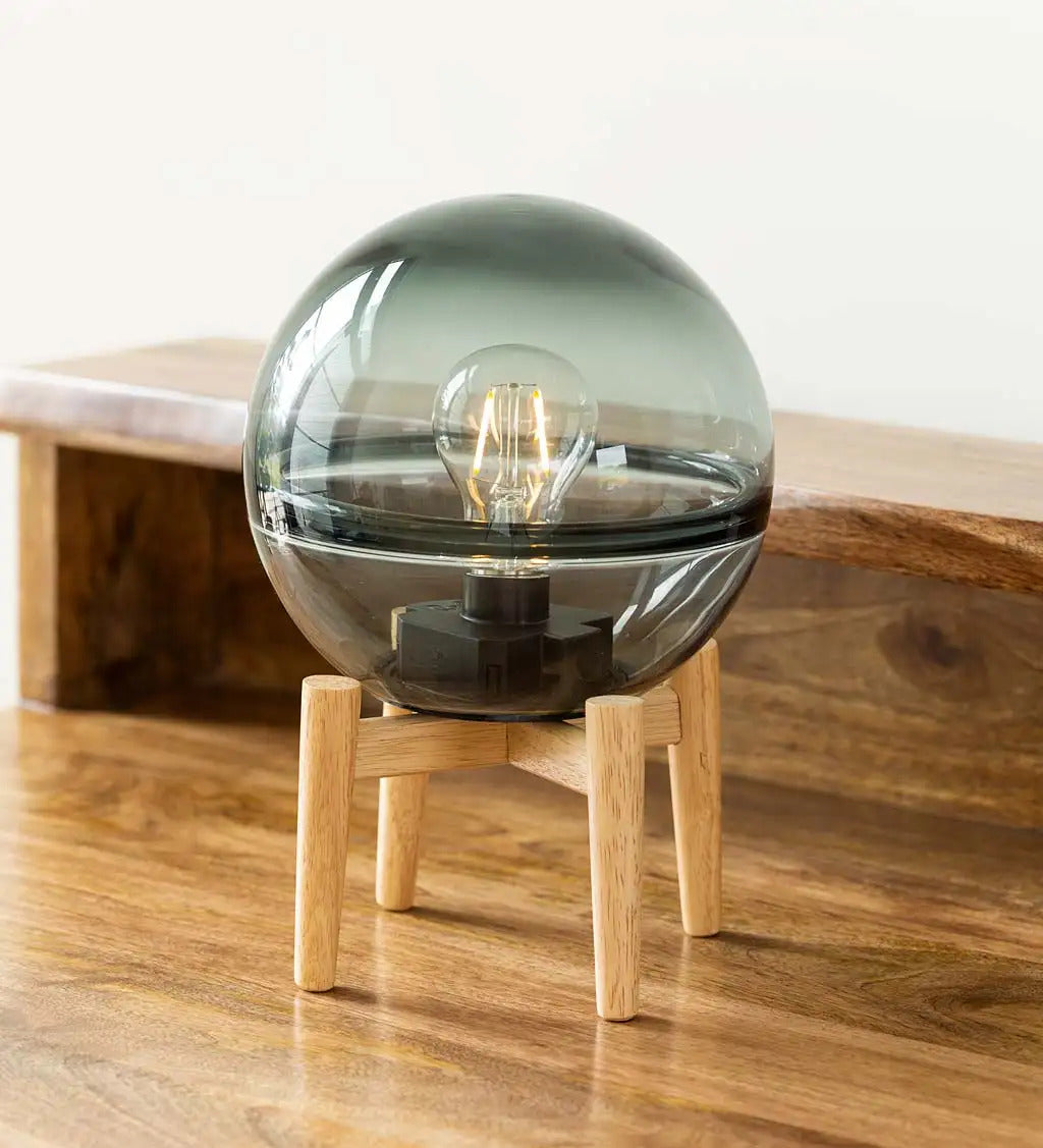 VivaTerra Globe Glass Desk Light with Stand - Green