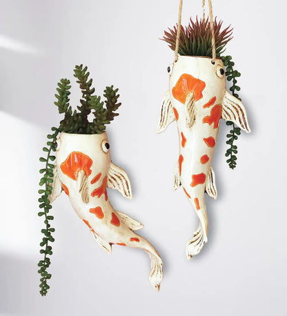 VivaTerra Ceramic Koi Fish Planter Collection