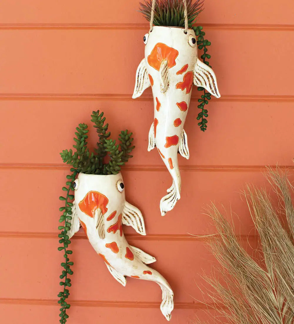 VivaTerra Ceramic Koi Fish Planter Collection