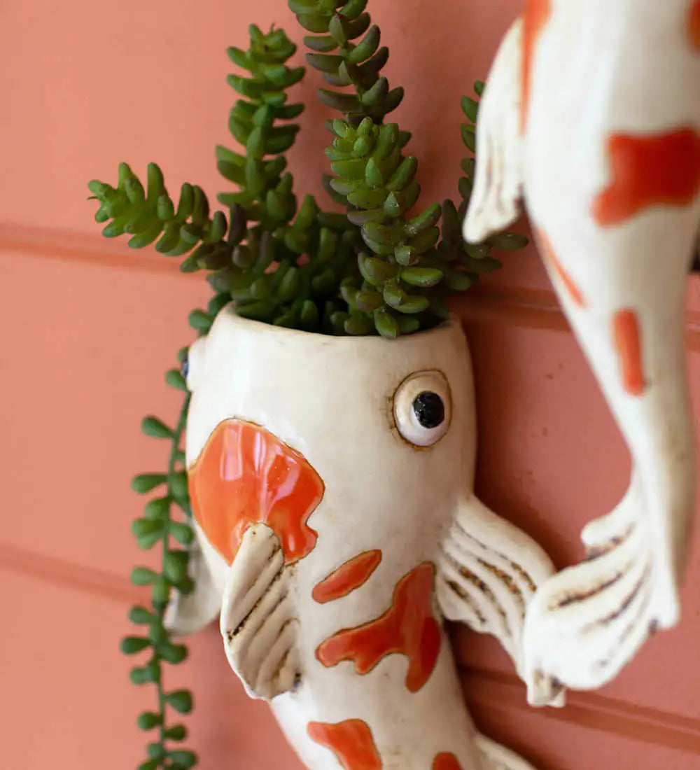 VivaTerra Ceramic Koi Fish Planter Collection