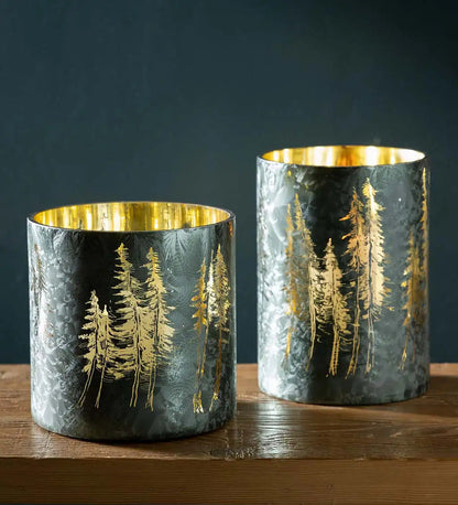 VivaTerra Pine Tree Etched Hurricane Collection