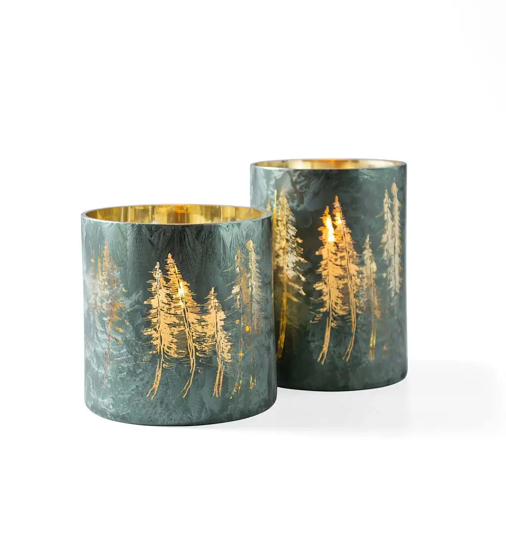 VivaTerra Pine Tree Etched Hurricane Collection