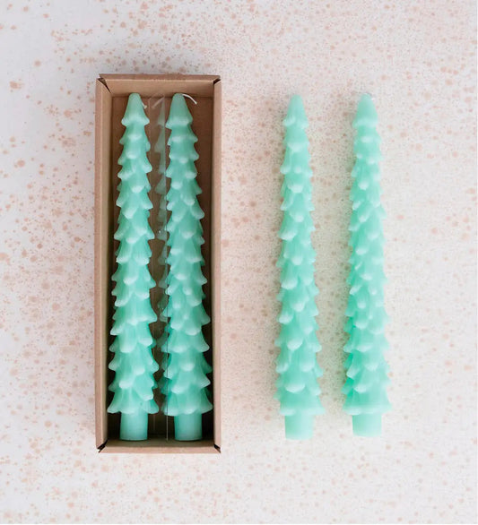 VivaTerra Tree Taper Candles, Set of 2 - Mint