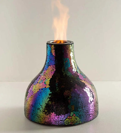 VivaTerra Rainbow Iridescent Glass Mosaic Firepot