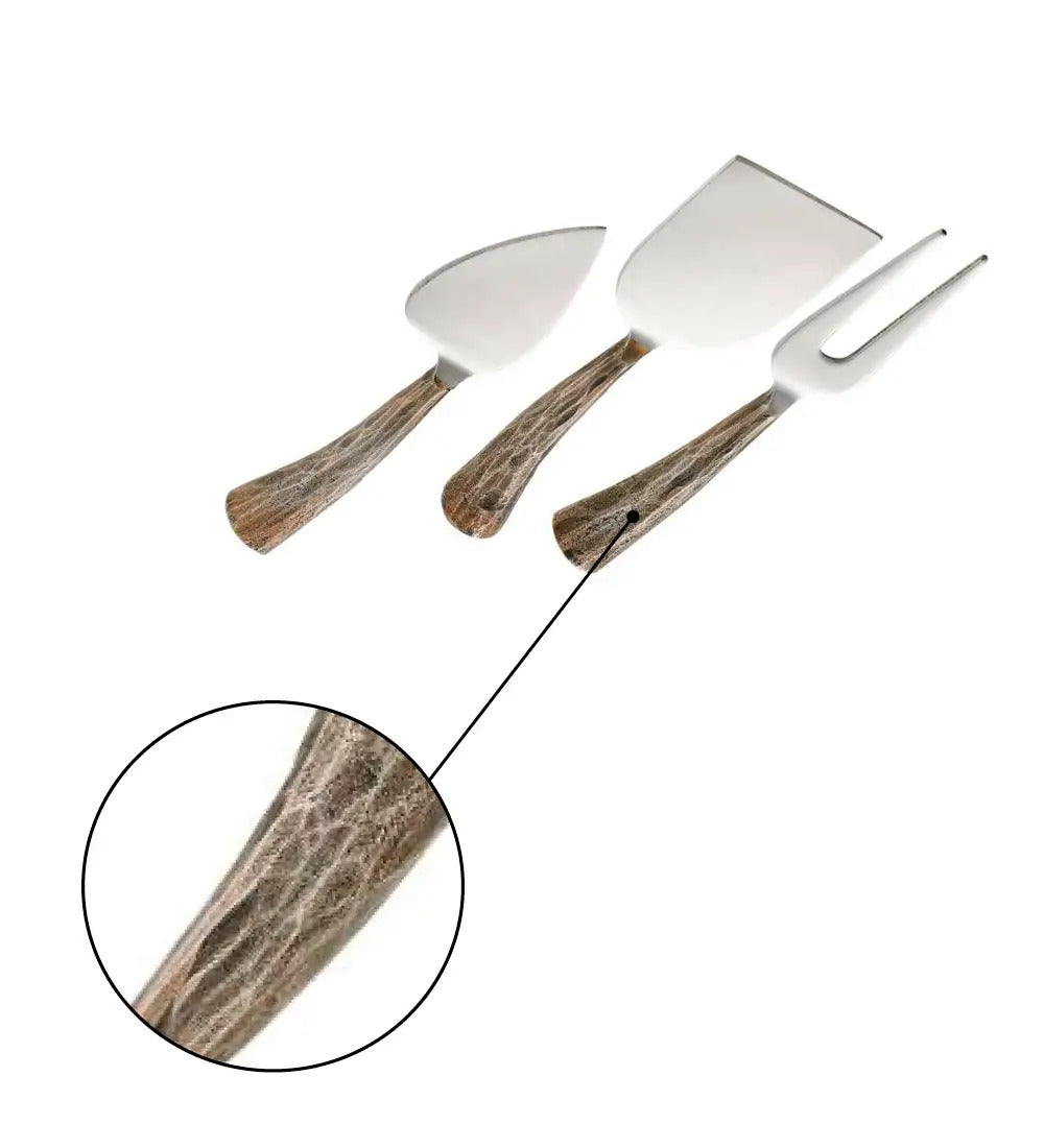 VivaTerra Stone Faux Bois Cheese Knife Gift, Set of 3