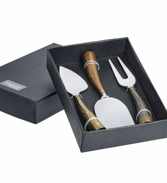 VivaTerra Stone Faux Bois Cheese Knife Gift, Set of 3