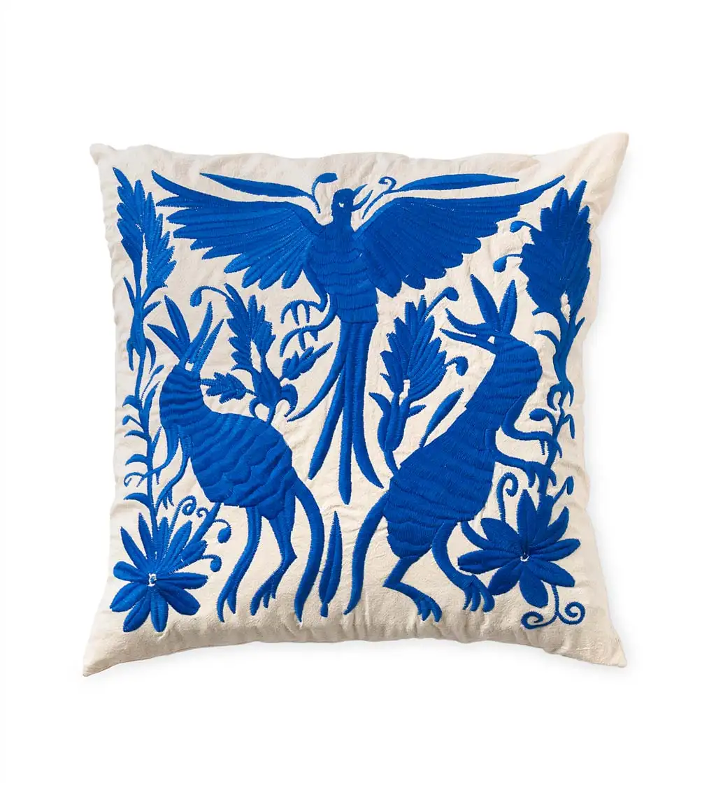 VivaTerra Otomi Mexican Embroidered Animal Stitched Pillow Cover