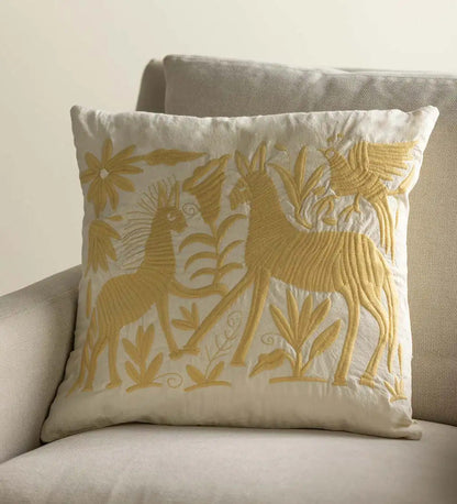 VivaTerra Otomi Mexican Embroidered Animal Stitched Pillow Cover