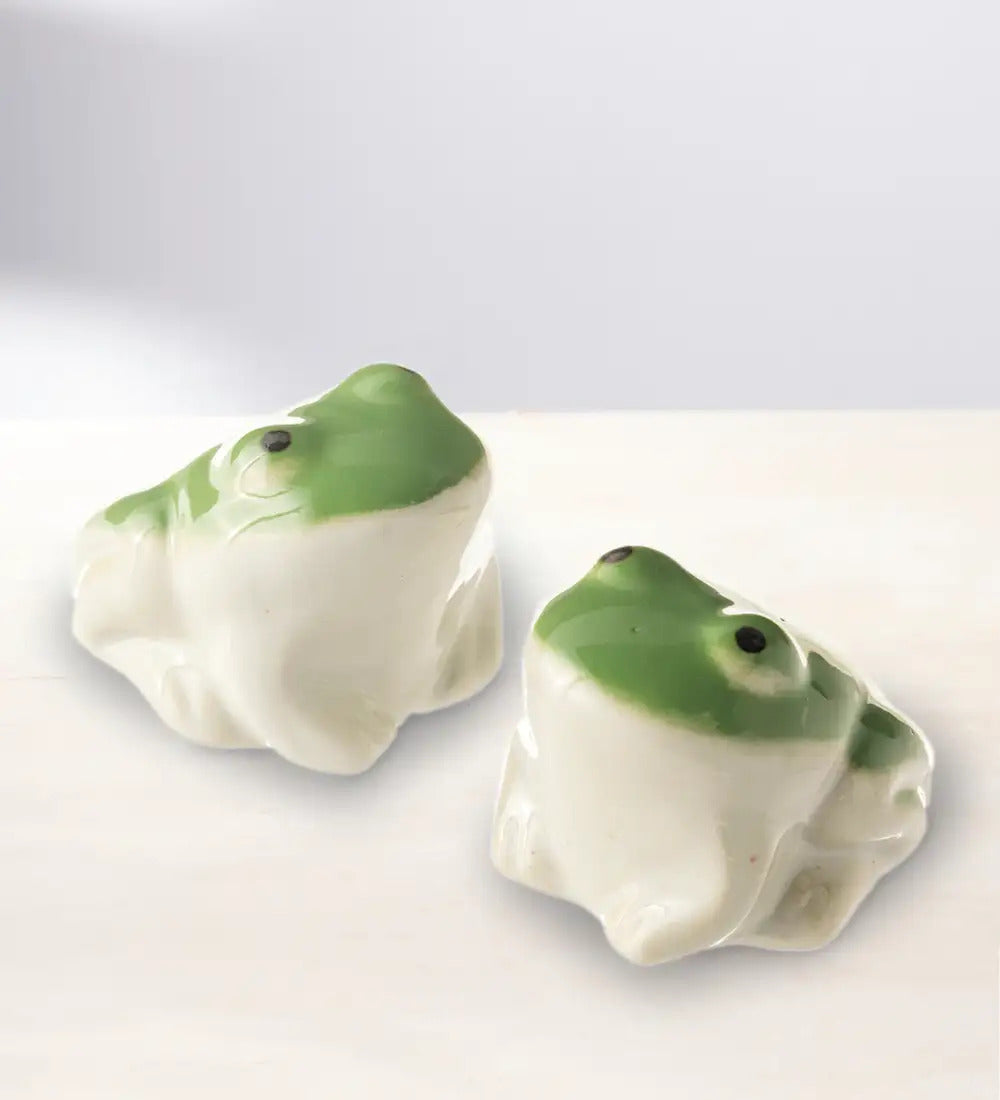 VivaTerra Whimsical Ceramic Floating Frogs, Set of 2