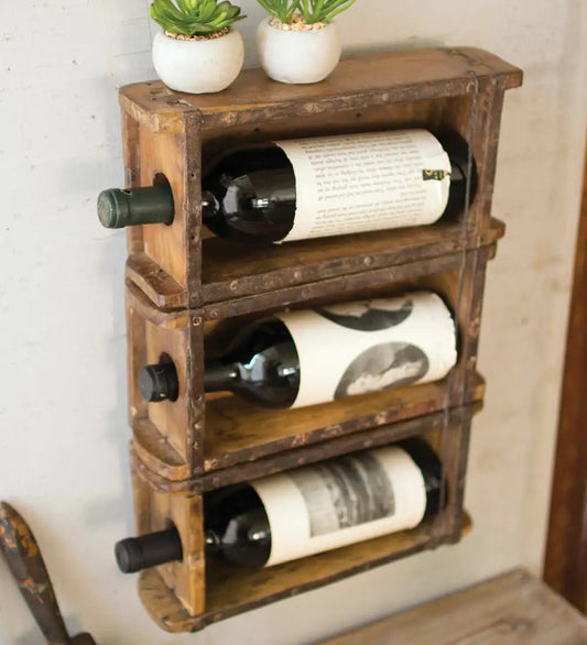 VivaTerra Wall Mounted Repurposed Brick Mold Wine Rack