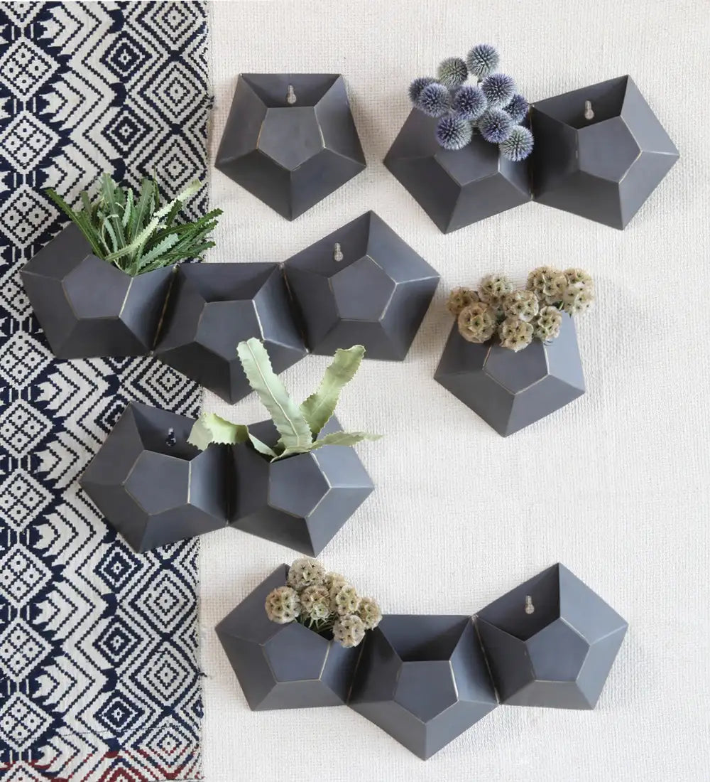 VivaTerra Hexagonal Iron Wall Vase Collection