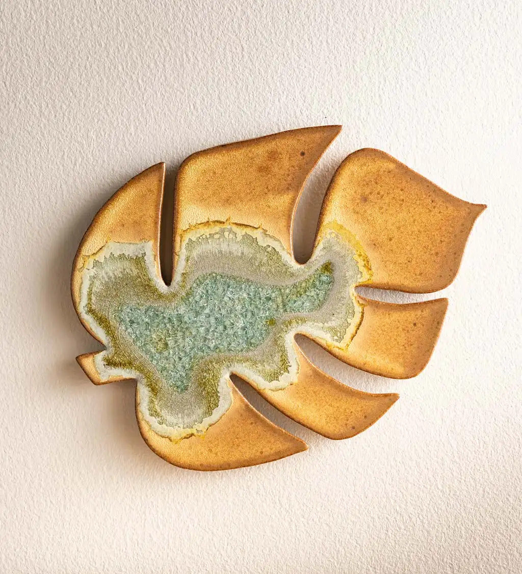 VivaTerra Ceramic and Glass Monstera Leaf Wall Art/ Trivet