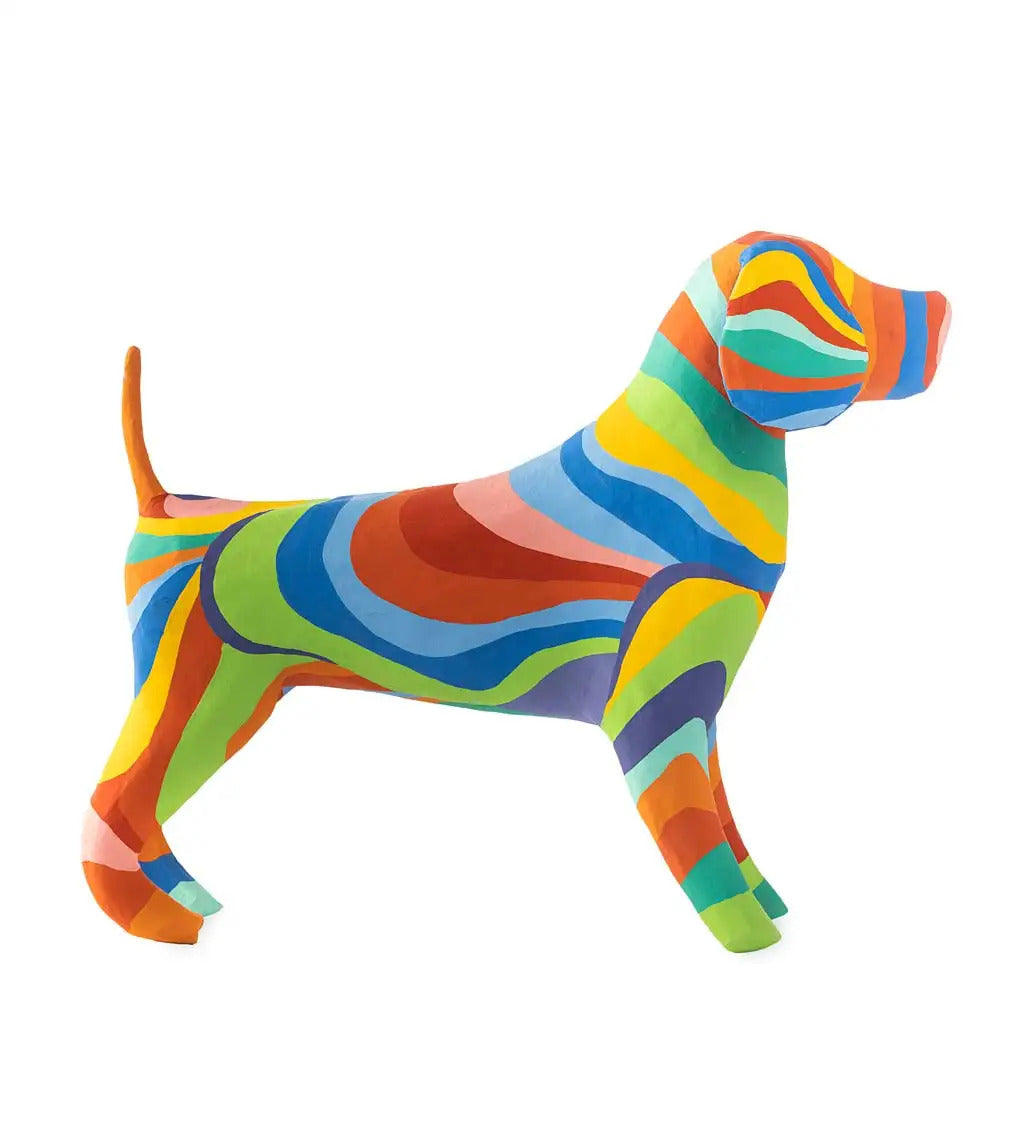 VivaTerra Rainbow Paper Mache Beagle Dog