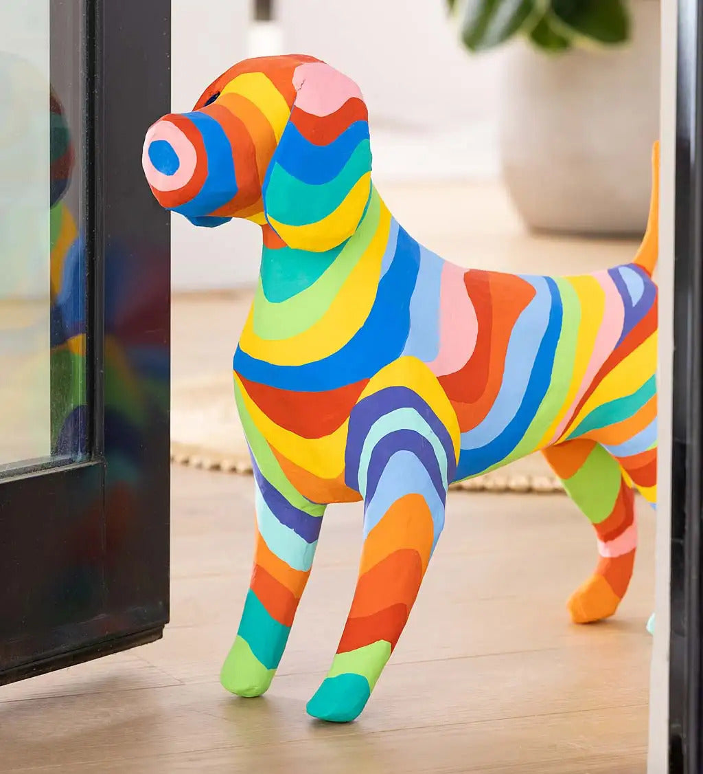 VivaTerra Rainbow Paper Mache Beagle Dog