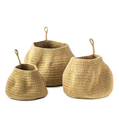 VivaTerra Crochet Nested Baskets, Set of 3