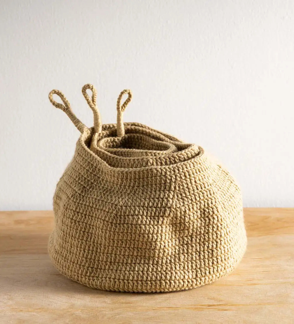 VivaTerra Crochet Nested Baskets, Set of 3