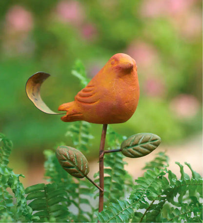 VivaTerra Terracotta Orange Bird Plant Pick