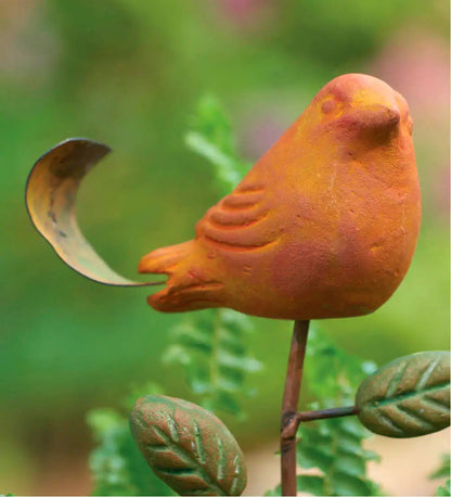 VivaTerra Terracotta Orange Bird Plant Pick