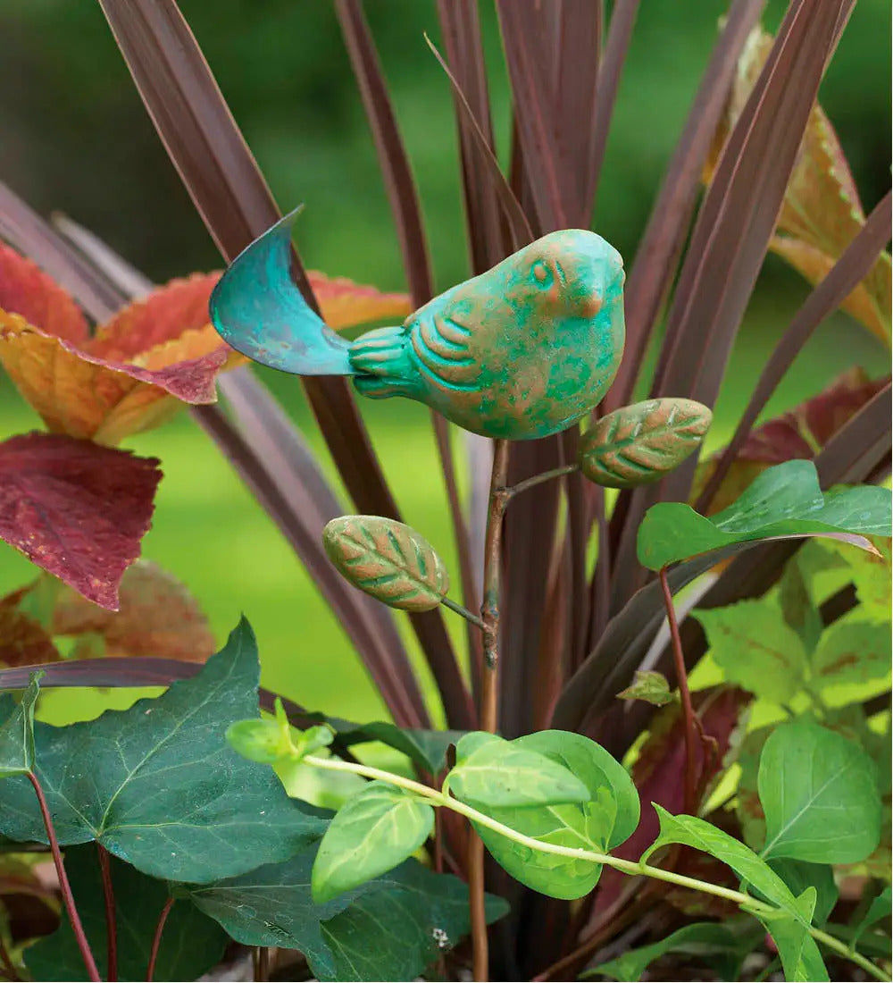 VivaTerra Terracotta Teal Bird Plant Pick