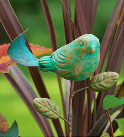 VivaTerra Terracotta Teal Bird Plant Pick