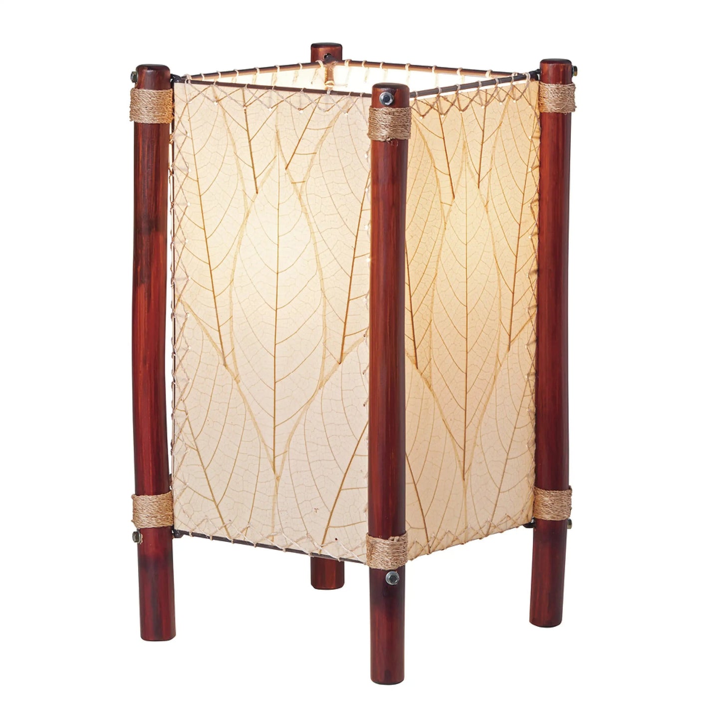 VivaTerra Handcrafted Rattan and Cocoa Leaves Table Lamp