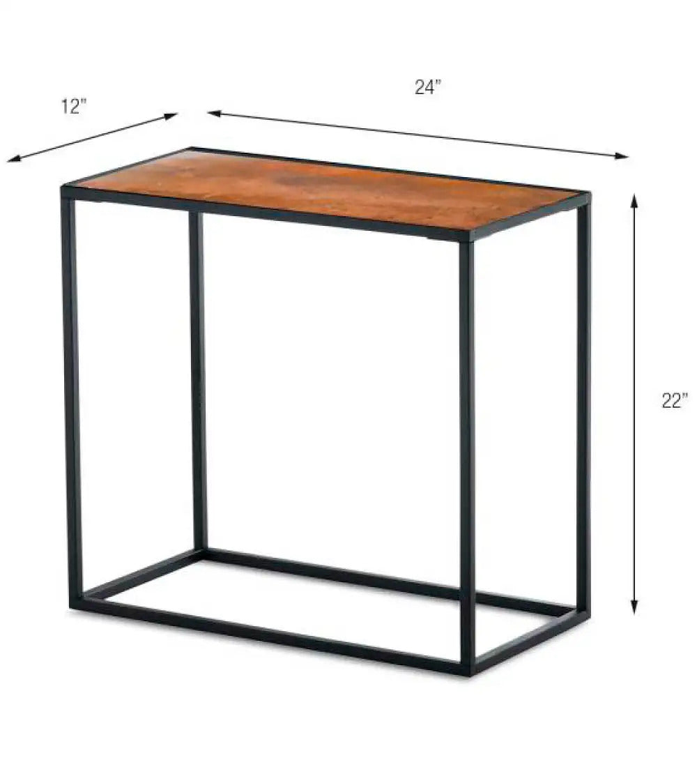 VivaTerra Pietra Metal Rectangular Side Table